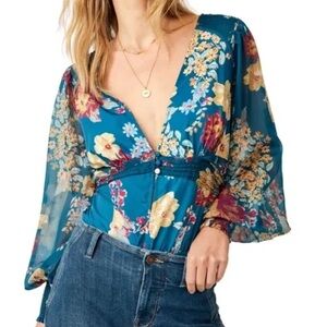 Free People Wanderlust Floral Print Bodysuit